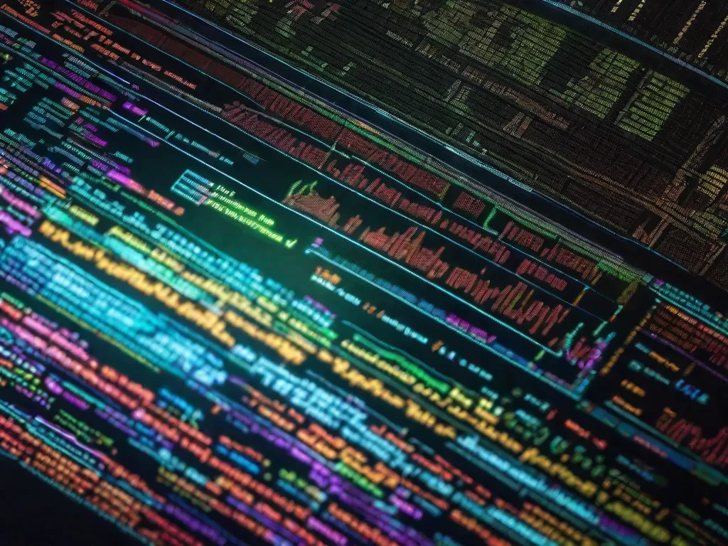 Uma imagem em close-up de uma tela de laptop exibindo linhas de código em diferentes linguagens de programação. As cores vibrantes do realçador de sintaxe adicionam interesse visual à imagem, representando a natureza intricada e dinâmica do desenvolvimento web. O código na tela exemplifica a complexidade e criatividade envolvidas na programação para a web.