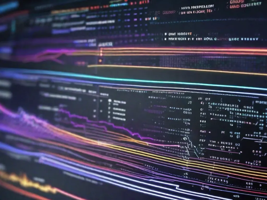 Uma imagem em close-up de uma tela de computador exibindo linhas de código, com um cursor piscando no final. O código representa a base do desenvolvimento web, simbolizando o processo intricado de criar e construir sites. A imagem captura a essência dos aspectos técnicos e atenção aos detalhes necessários no desenvolvimento web.