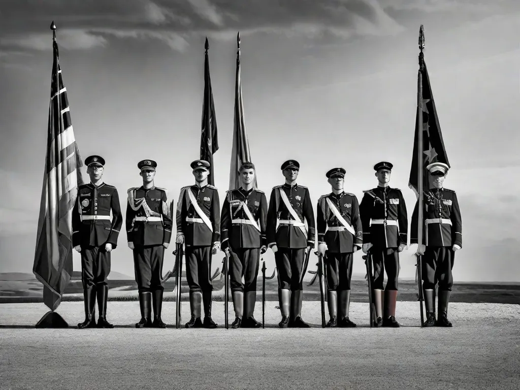 Uma fotografia em preto e branco do Muro de Berlim, erguido alto e dividindo a cidade em dois. A imagem captura a tensão e a importância desse marco histórico, simbolizando a divisão entre o Leste e o Oeste durante a era da Guerra Fria.