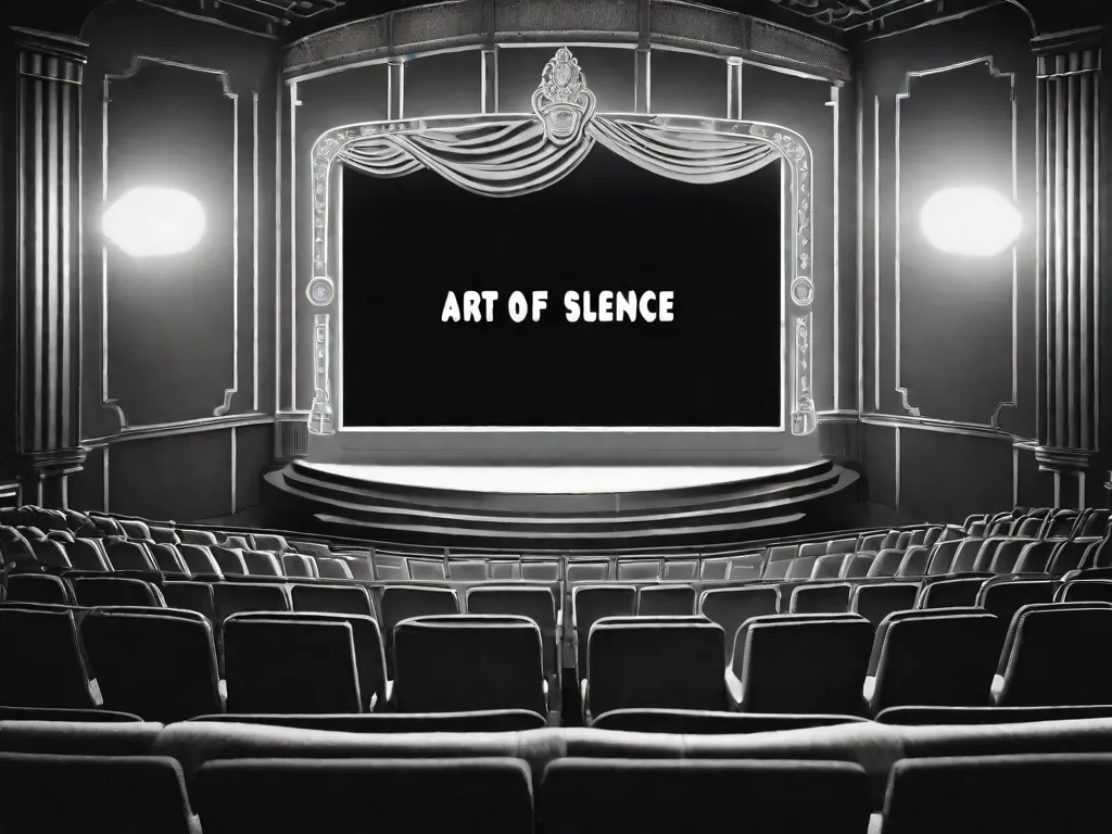 Uma imagem em preto e branco de uma tela de cinema, com as palavras 