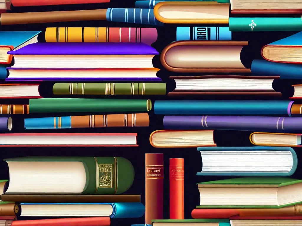 Descrição da imagem: Um close de uma pilha de livros com capas coloridas, representando uma variedade diversa de tópicos. Os livros estão arrumados de forma organizada, exibindo títulos que abrangem diversos assuntos como ciência, história, filosofia e literatura. Essa imagem simboliza o poder dos livros em transmitir conhecimento e promover sabedoria.